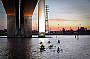 Paddling under the Bolte Bridge on the Moonlight Kayak Tour