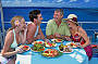 Enjoying lunch on the sundeck