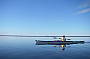 A clear winters morning crossing Lake Cootharaba
