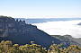 Three Sisters with the clouds hovering below