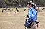 Guide Janine works up close to a mob of Kangaroos